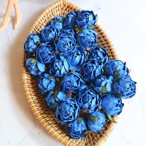 15 stuks.30 mm. Mulberry Paper Rose Flower, Royal Blue Rose moerbei, Mini Rose Flower, Paper Flower, Rose Flower, Rose Bud