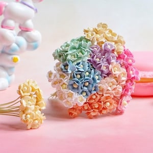 100 Pcs.10 mm.Mix Color Miniatuur Mulberry Paper Madeliefje, Miniatuur Papieren Bloem, Mulberry Papier, Papieren Poppenhuisbloem, Minibloem, Doe-het-zelfbloem
