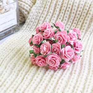20mm. 25 Stk.Maulbeerpapier Blume,Maulbeerrosa Rose,Mini Rose Blume,Papierblume,Rose Blume,DIY Handwerk,Hochzeitskarte Dekoration
