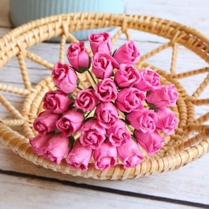 Papieren bloem moerbeiboom, roze roos moerbei, mini roze bloem, papieren bloem, roze bloem, rozenknop
