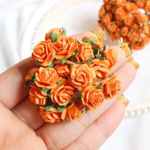 15 mm. 50/100 uds.Flor de papel de morera,Rosa de morera naranja,Mini flor de rosa,Flor de papel,Flor de rosa,Manualidades de bricolaje,Flor de rosa en miniatura