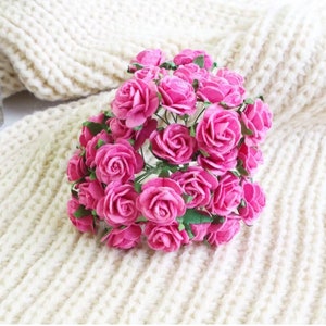 20mm. 25 Stk.Maulbeerpapier Blume,Maulbeerrosa Rose,Mini Rose Blume,Papierblume,Rose Blume,DIY Handwerk,Hochzeitskarte Dekoration