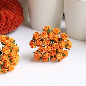 7 mm. 50 uds.Flor de papel de morera,Rosa de morera naranja,Mini flor de rosa,Flor de papel,Flor de rosa,Manualidades de bricolaje,Rosa,Rosa en miniatura
