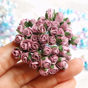 7 mm. 50 piezas. Flor de papel de morera, rosa de morera, mini flor de rosa, flor de papel, flor de rosa, manualidades de bricolaje, rosa, rosa en miniatura