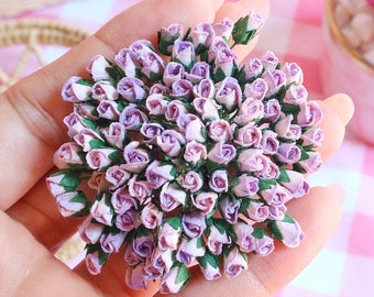 4 mm. 100 stuks. Moerbeiboom papieren bloem, 2 toon moerbei paars en lichtroze roos, mini roze bloem, papieren bloem, roze bloem, doe-het-zelf ambachten