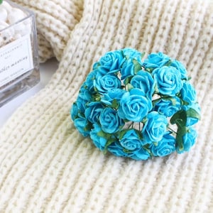 20mm. 25 Stk.Maulbeerpapier Blume,Maulbeerblau Rose,Mini Rose Blume,Papierblume,Rose Blume,DIY Handwerk,Hochzeitskarte Dekoration