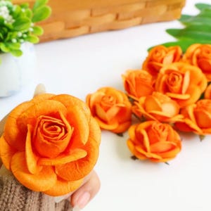 5 uds., 50 mm, 2 pulgadas, rosa de papel de morera, rosa naranja claro de morera, mini rosa, flor de papel, flor de rosa, capullo de rosa