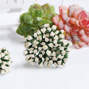 4 mm.100 unidades.Flor de papel de amoreira,Rosa branca de amoreira,Mini flor de rosa,Flor de papel,Flor de rosa,Artesanato faça você mesmo