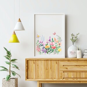 Eileen Floral Meadow Rectangle Botanical Print, Printable Art, Wild Flowers Wall Decor Poster Housewarming Ratio 2 3  3 4  5 7  11 14