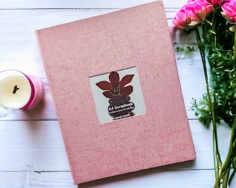 Album ze zdjęciami A4 | Album ze zdjęciami | Album dla dzieci | Ręcznie robiony album ze zdjęciami | Kieszonkowy album ze zdjęciami z podróży | DIY Scrapbooking | Różowy