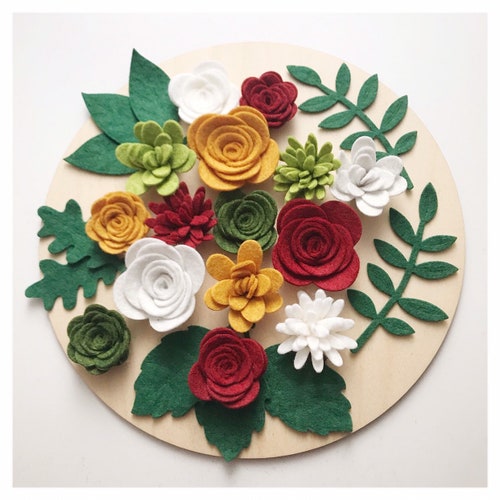 Peekaboo Peach Felt Flower Set Wool Blend Felt Flowers DIY Etsy