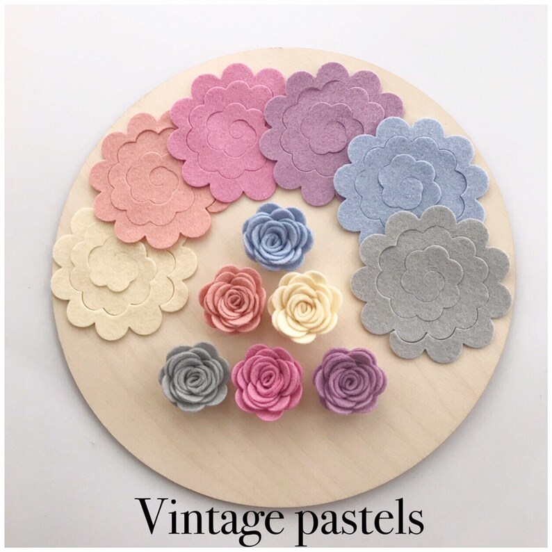 Packs of 12 Medium Posies Felt Flower Packs Wool Blend Felt Etsy