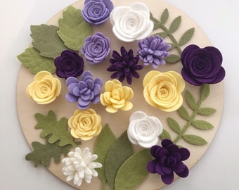 Purple Rain Felt Flower Set ~ Merino Felt Flowers ~ DIY Felt Flowers ~ Handmade Felt Flowers