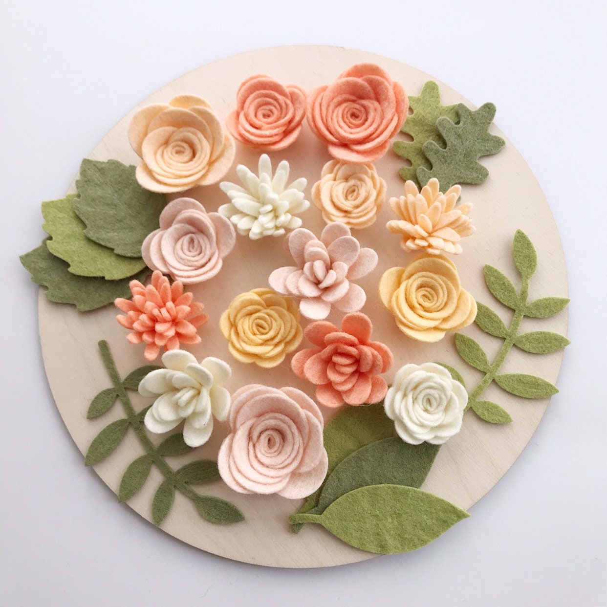 Peekaboo Peach Felt Flower Set Wool Blend Felt Flowers DIY Etsy UK