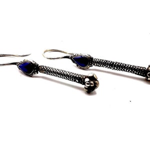 Antique silver Afghan earrings with lapislazzuli