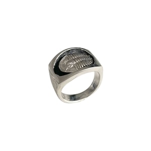 Fossil Ring | Silver Signet Ring | Trilobite Ring | Statement Ring | Signet Ring For Men | Ring For Him | Fossil Excavation Ring