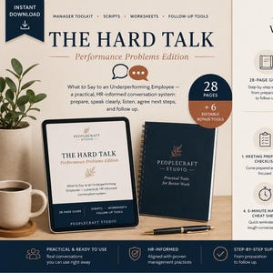 The Hard Talk: Manager Script Kit for Performance Conversations | Underperforming Employee Template | New Manager Toolkit PDF