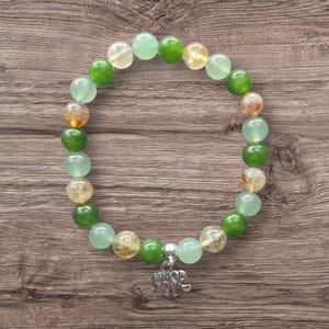 Good Luck, Prosperity and Abundance.  Citrine, Green Aventurine & Jade Bracelet.  Solar Plexus Chakra. Crystal Gemstone Bracelet. Free Gift