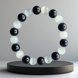 8mm Selenite for Cleansing, Clearing and Purifying Crystal Healing Beaded Chakra Bracelet