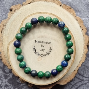 8mm Azurite for Detox and 3rd Eye Crystal Healing Beaded Gemstone Chakra Bracelet.  Handmade Gift.  Crystal Support. Birthday.