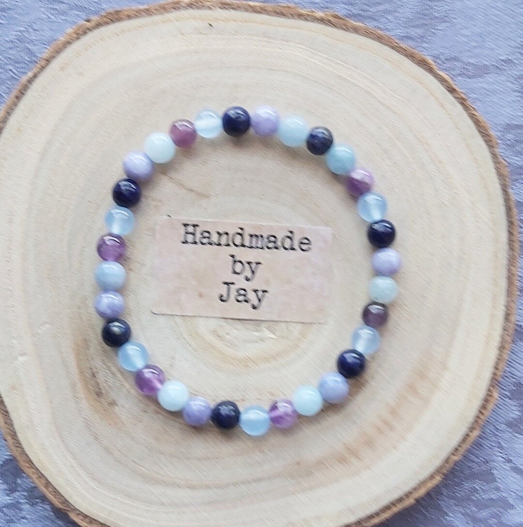 6mm Thyroid & Immune System Lapis Lazuli Amethyst Aquamarine Crystal