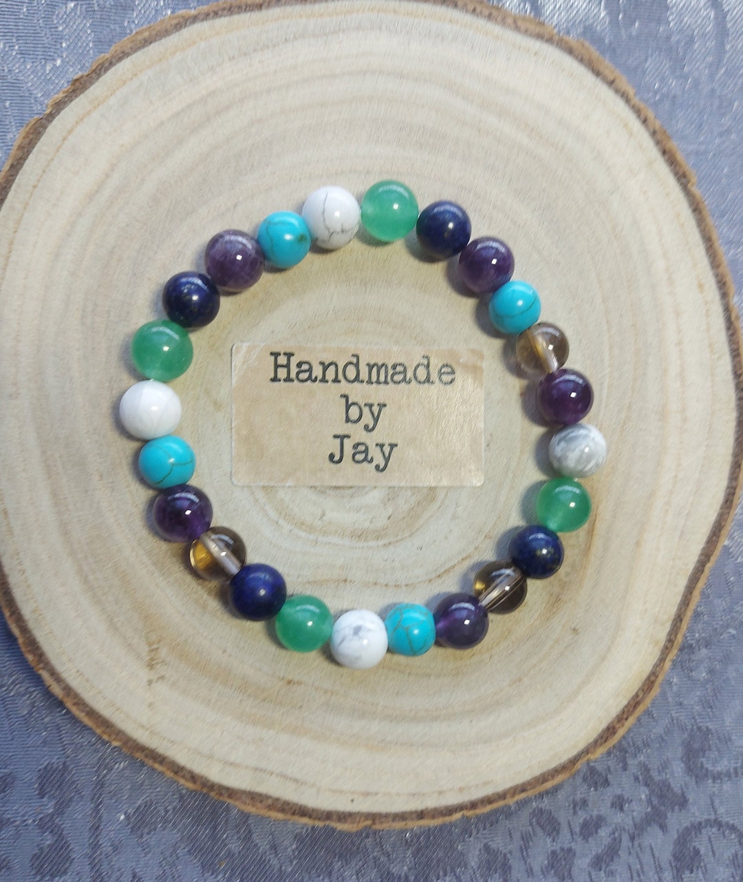 Migraine Relief Gemstone Bracelet – Amethyst & Labradorite, Hope Healing Crystal (Silver Plated, Handmade)