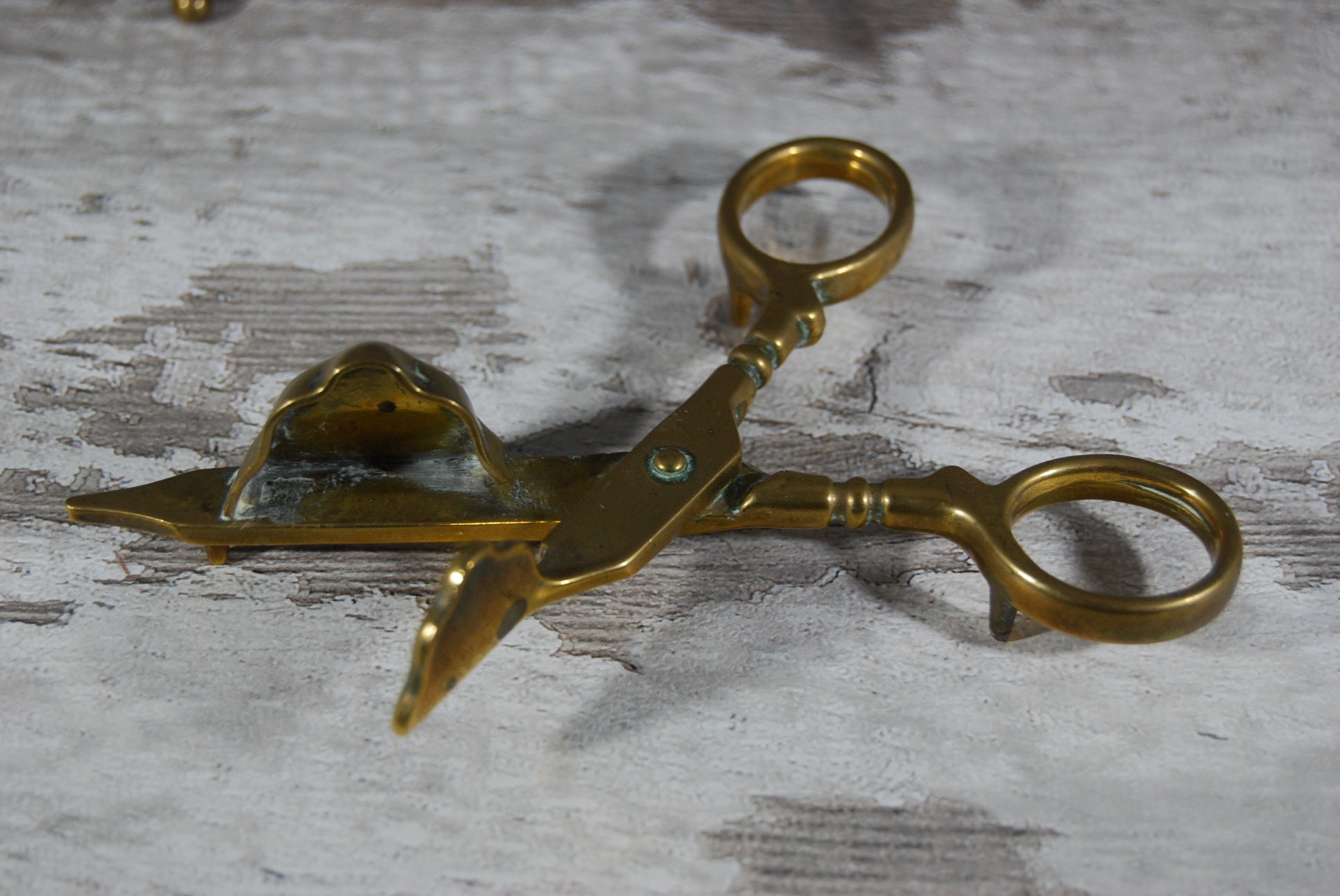Antique Brass Scissor Shaped Candle Snuffers