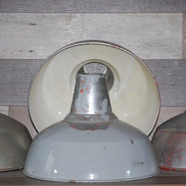 Large Enamelled Industrial Light Shades Pendant Light