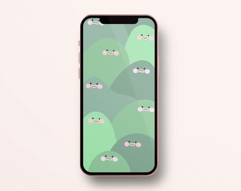 Cute monster iphone wallpaper, mobile wallpaper for her, kids gift wallpaper, funny lockscreen, fruit pattern design, animal pattern design