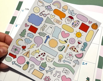 Hobonichi planner & calendar Sticker sheet, Journal Stickers, Board of Stickers, Agenda 2024, Bullet journal stickers, Scrapbook stickers