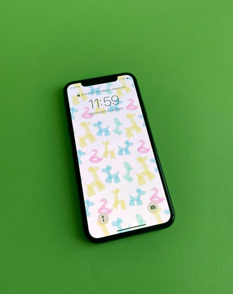 Cute balloons iPhone wallpaper, mobile screen for her, kids gift wallpaper, funny iPhone lock screen, fruit art design, balloon drawing image 2