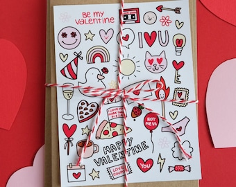 Valentine's Day Sticker Sheet, Sticker Love, Journal Stickers, Planner Stickers, Valentine's Day, Heart, Couple, Romantic, Friends, Lovers