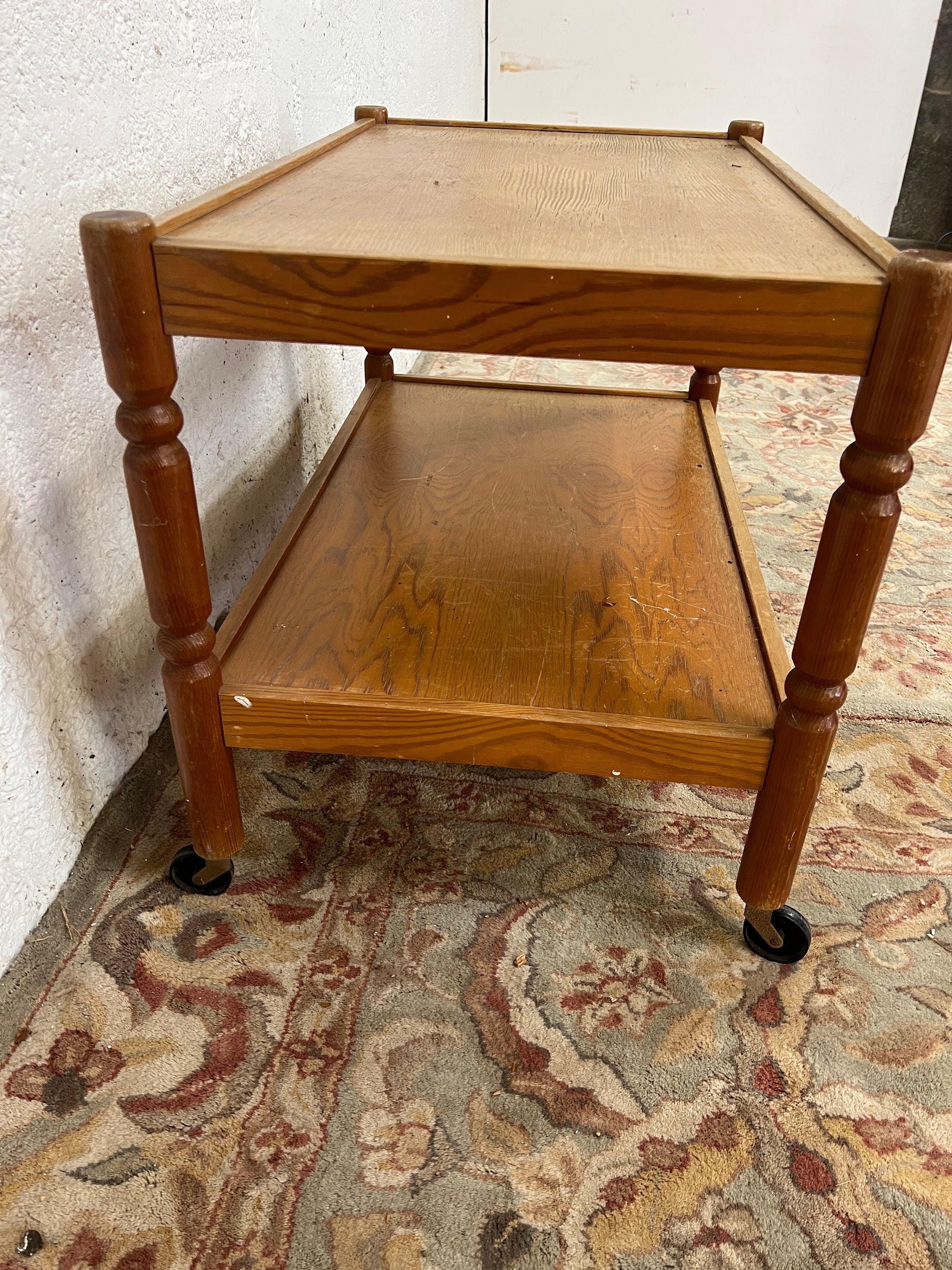 Vintage Pine Wooden Tea Drinks Trolley on Wheels Etsy UK