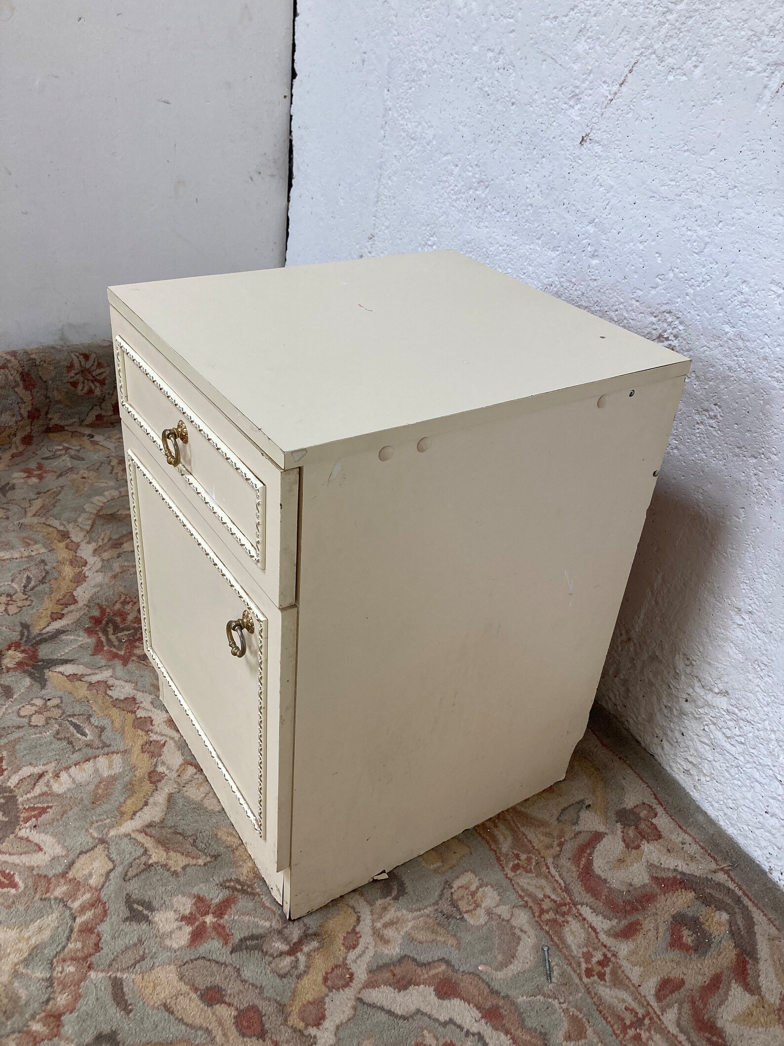 Vintage Cream Ornate Bedside Side Table With Drawer Etsy UK