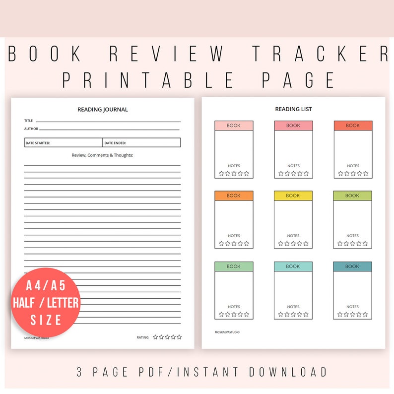 E book Assessment Tracker Examining Listing Looking through Log Ebook Evaluate Studying Wishlist E-book Log Library Printable Magazine Critique Template picture regarding Book Review Template Printable known as Reserve Evaluation Tracker Studying Checklist Studying Log E book Evaluation Studying Wishlist E-book Log Library Printable Magazine Analyze Template