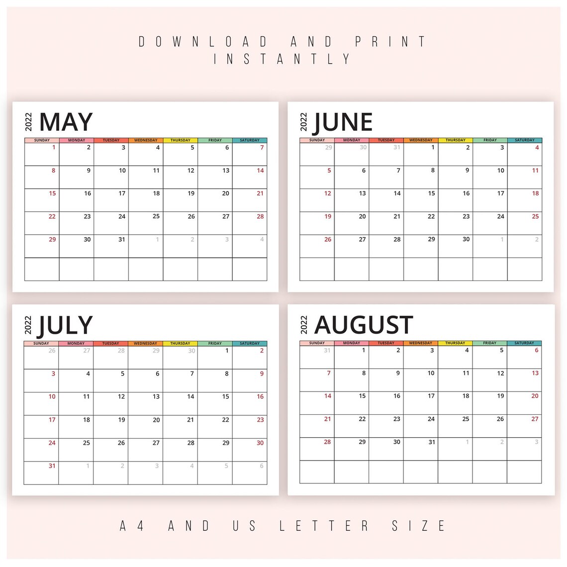 2022 monthly calendar printable 2022 monthly calendar printable
