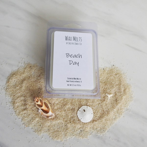 BEACH DAY Wax Melts - Scented Wax Cubes - Para Soy Blend Wax Tarts in Clamshells - Dye Free - Wickless Candle