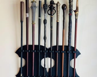 Vertical Wand Wall Mount: Magic Wand Display Holder (Holds 10 Wands)