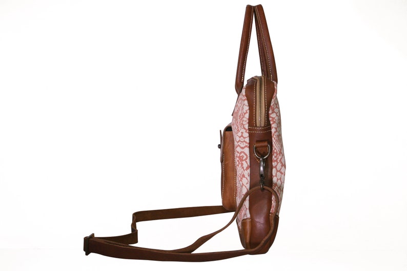 Welli Laptop Bag by SOSH 2 Colors available Linen /& Leather Bag