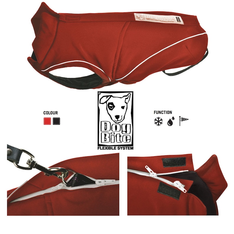 Dog Winter Jacket Red Softshell W/ Fleece Lining Perfect for the