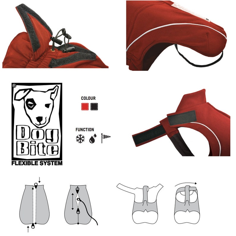 Dog Winter Jacket Red Softshell W/ Fleece Lining Perfect for the