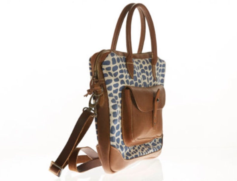 Welli Laptop Bag by SOSH 2 Colors available Linen /& Leather Bag