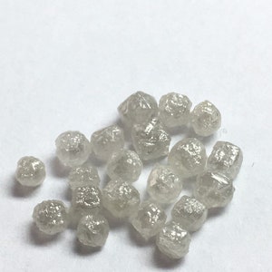 3 Pis Natural Loose White Rough Diamond, Uncut diamond, Rondelle Rough Beads, Raw Diamond, 3mm to 4mm