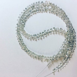 Natural Top White Clean Faceted Diamond Briolette Drop Shape Beads, Natural Drops Diamonds Beads, AAA+ Quality, 32Cts