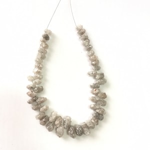 23.00 CT White Grey Briolette Diamond,White Grey Uncut Diamonds,Natural White Grey Rough Uncut Diamond Beads, 3.00 To 4.50 MM,51 Pis