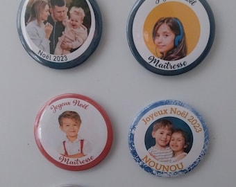 Badge magnétique, aimant de frigo personnalisé avec photo