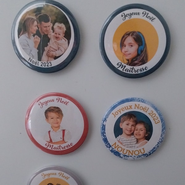 Badge magnétique, aimant de frigo personnalisé avec photo