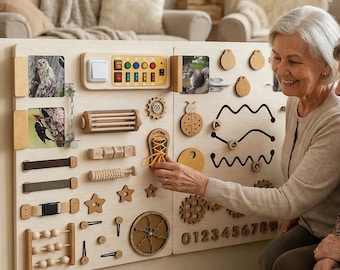 Sensory wall panels for dementia care homes, Wall-mounted activity board for memory issue, Senior rehabilitation sensory board