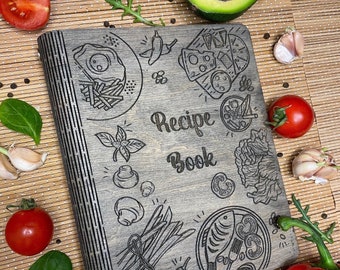 Recipe book binder, Custom notebook, Family cookbook, Custom wood cookbook, Recipe journal, Recipe book for Mom, Personalized recipe binder