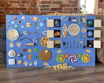 Supplies for special education classroom -Wall panel LED light 140*80 cm-Montessori playroom board for toddlers-Activity board Space theme